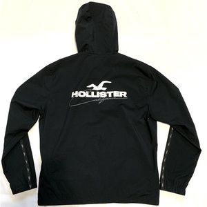 Hollister black zip up windbreaker for men